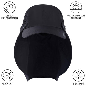 Bassdash Foldable UPF 50+ Fishing Hats with Removable Neck Flap FH12 - Bassdash