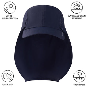 Bassdash Foldable UPF 50+ Fishing Hats with Removable Neck Flap FH12 - Bassdash