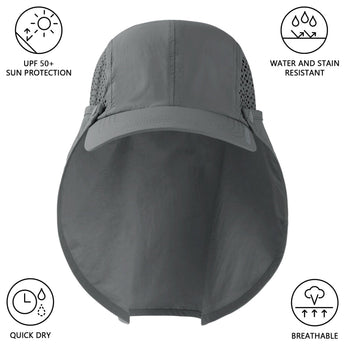 Bassdash Foldable UPF 50+ Fishing Hats with Removable Neck Flap FH12 - Bassdash