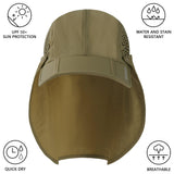 Bassdash Foldable UPF 50+ Fishing Hats with Removable Neck Flap FH12 - Bassdash