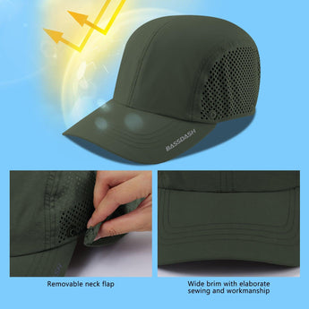 Bassdash Foldable UPF 50+ Fishing Hats with Removable Neck Flap FH12 - Bassdash