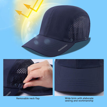 Bassdash Foldable UPF 50+ Fishing Hats with Removable Neck Flap FH12 - Bassdash