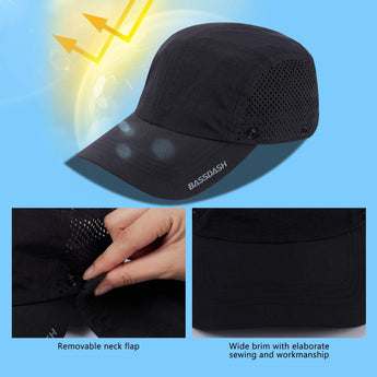 Bassdash Foldable UPF 50+ Fishing Hats with Removable Neck Flap FH12 - Bassdash