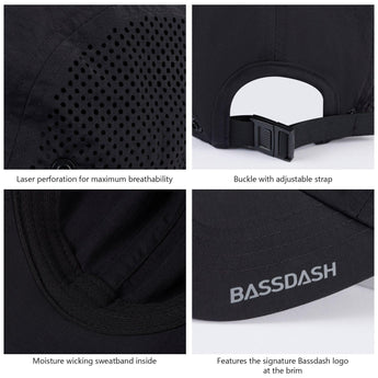 Bassdash Foldable UPF 50+ Fishing Hats with Removable Neck Flap FH12 - Bassdash