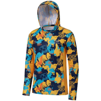 Men's UPF 50+ Camo Fishing Hoodie Shirts with Face Cover FS25M - Bassdash