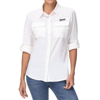Women's UPF 50+ Long Sleeve Button Down Shirt FS21W - Bassdash