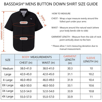 Men's UPF 50+ Short Sleeve Button Down Shirt FS28M - Bassdash