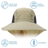 Unisex UPF 50+ Water Resistant Sun Hat with Neck Flap FH06 - Bassdash