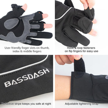 WintePro Water-resistant Fishing Hunting Gloves with Fleece Lining - Bassdash