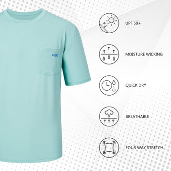 Men's UPF 50+ Short Sleeve Pocket T-Shirt FS26M - Bassdash