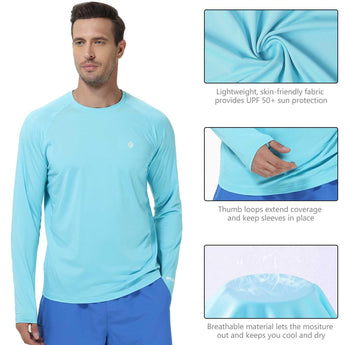 LIGHTBARE Men's UPF 50+ Raglan LS T-Shirt - Bassdash
