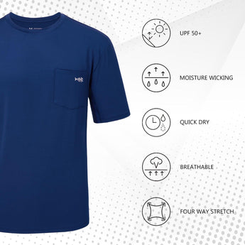 Men's UPF 50+ Short Sleeve Pocket T-Shirt FS26M - Bassdash