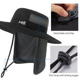 Unisex UPF 50+ Wide Brim Bucket Hat with Detachable Neck Flap FH02 - Bassdash