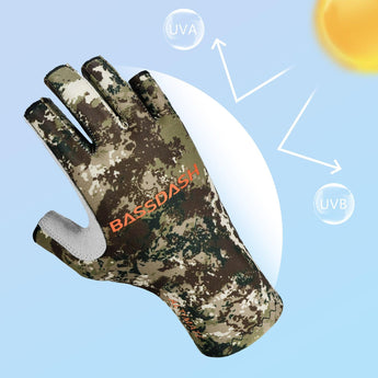 Men's Altimate UPF 50+ Sun Protection Fingerless Fishing Gloves - Bassdash