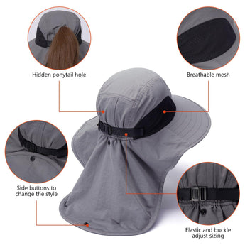 Unisex UPF 50+ Water Resistant Sun Hat with Neck Flap FH06 - Bassdash