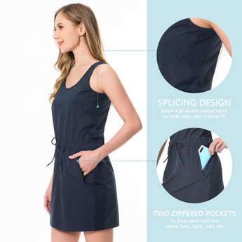 Women's UPF 50+ Tank Dress with Drawstring Waist LB08W - Bassdash