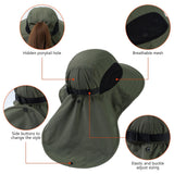 Unisex UPF 50+ Water Resistant Sun Hat with Neck Flap FH06 - Bassdash