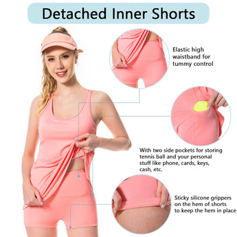 Women's UPF 50+ Tennis Dress with shorts LB06W - Bassdash