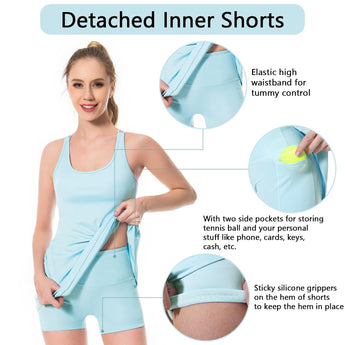Women's UPF 50+ Tennis Dress with shorts LB06W - Bassdash