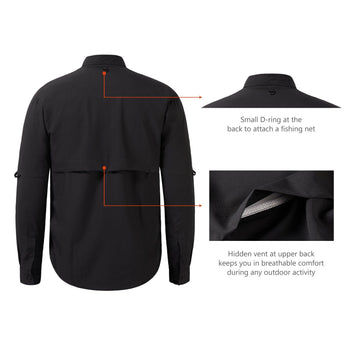 Men's UPF 50+ Long Sleeve Fishing Button Down Shirt FS21M - Bassdash