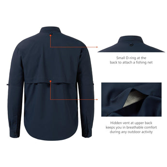 Men's UPF 50+ Long Sleeve Fishing Button Down Shirt FS21M - Bassdash