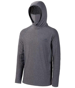 Men’s UPF 50+ Long Sleeve Fishing Hoodie with UV Neck Gaiter FS06M - Bassdash #color_heather-grey
