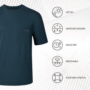 Men's UPF 50+ Short Sleeve Pocket T-Shirt FS26M - Bassdash