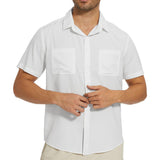 Men's UPF 50+ Short Sleeve Snap Button Down Shirts - Bassdash