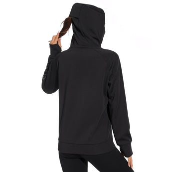 BASSDASH Women’s Fleece Hoodie with Neck Gaiter - Bassdash