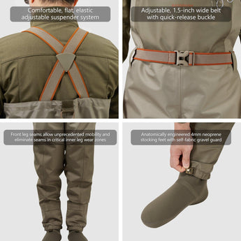 IMMERSE Men’s Tan/Dun Chest Breathable Waders Stocking Foot - Bassdash