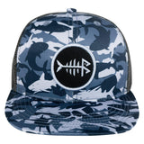 Unisex Flat Brim Trucker Cap - Shark Camo2 - Bassdash