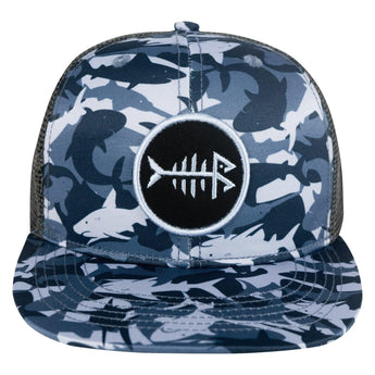 Unisex Flat Brim Trucker Cap - Shark Camo2 - Bassdash