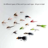 64 Pcs Fly Fishing Assorted Flies Kit with Magnetic Fly Box - Bassdash