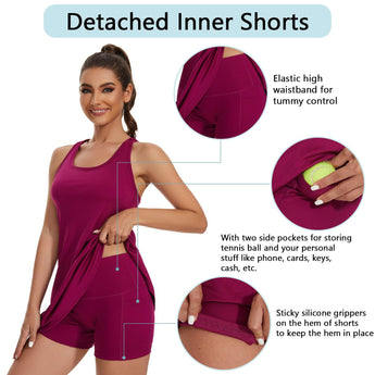 Women's UPF 50+ Tennis Dress with shorts LB06W - Bassdash