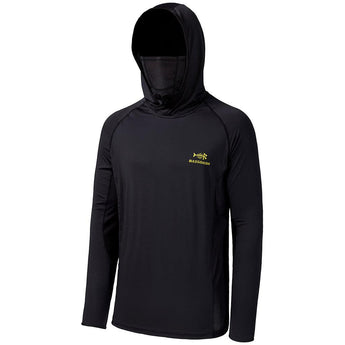 Men’s UPF 50+ Long Sleeve Fishing Hoodie with UV Neck Gaiter FS06M - Bassdash #color_black