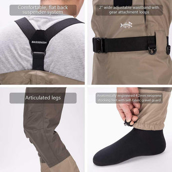 Khaki Convertible Breathable Wader - Stocking Foot - Bassdash