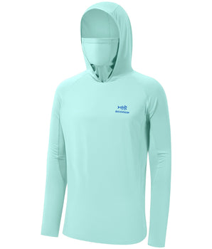 Men’s UPF 50+ Long Sleeve Fishing Hoodie with UV Neck Gaiter FS06M